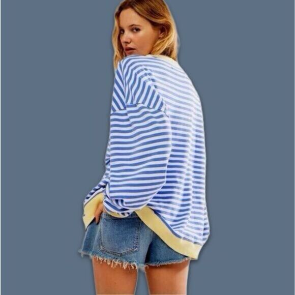 ⚠️SOLD⚠️3/16/25⚠️EB⚠️Free People Classic Striped Crewneck Sweatshirt - Picture 5 of 14